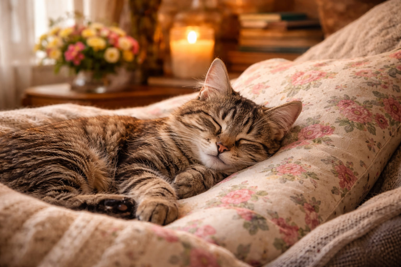 A relaxed cat lounging as if it owns the sofa.